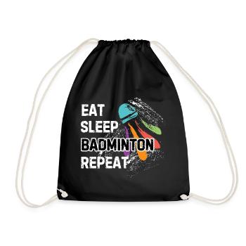 Eat Sleep Badminton Repeat - Drawstring Bag - black - Front