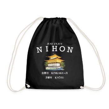 Kyoto, Kinkaku-ji, Golden Pavilion, Japan Temple - Drawstring Bag - black - Front