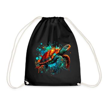 Turtle - Drawstring Bag - black - Front