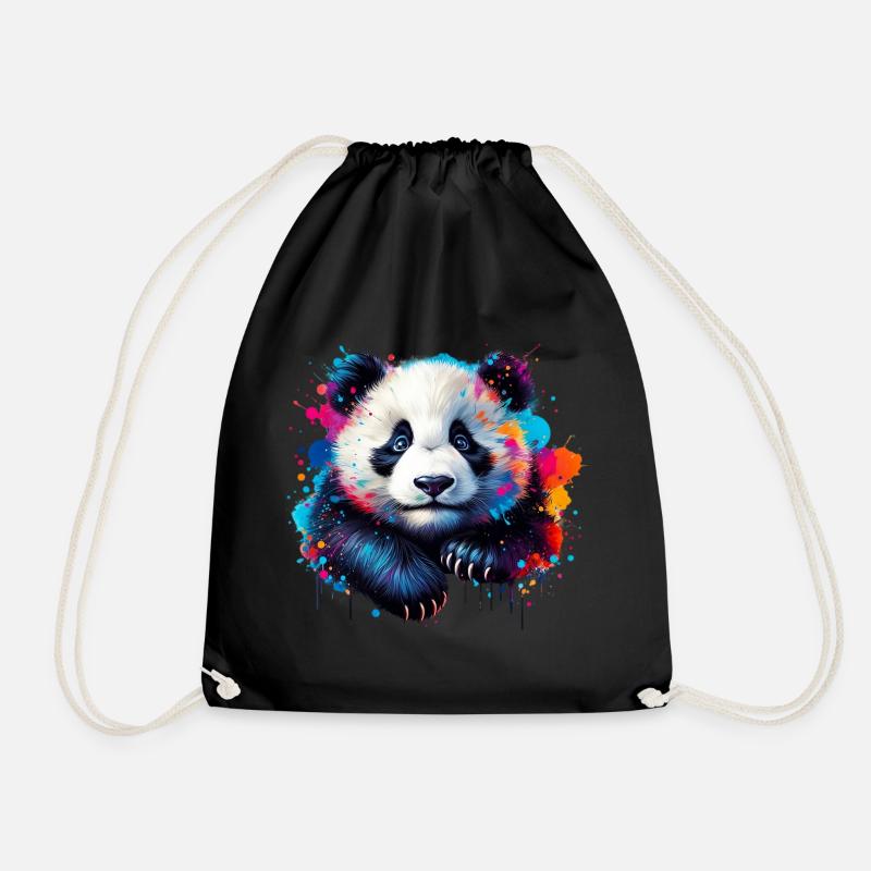 Panda - Turnbeutel - Schwarz