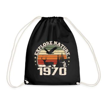 1970's Classic Hunter 1970's Anniversary Gift - Drawstring Bag - black - Front