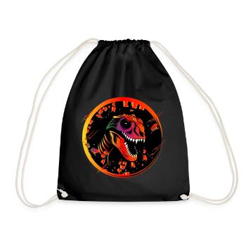 Colorful Dinosaur Skull Tyrannosaurus Rex Head - Drawstring Bag - black - Front