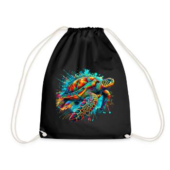 Turtle - Drawstring Bag - black - Front
