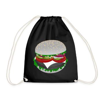 Style burger : Salade avec une bouchée - Sac de sport léger - noir - Devant