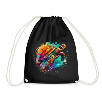 Turtle - Drawstring Bag - black - Front