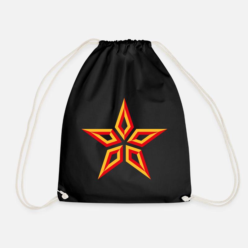 Star Design (Five-Pointed / Yellow Red) - Drawstring Bag - black