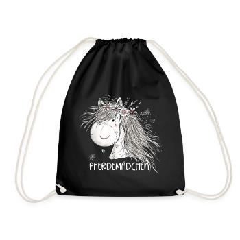 Horse Girl Pferdemädchen Pferde Cartoon - Turnbeutel - Schwarz - Vorne