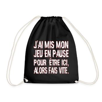 I have but my game on pause, gift for gamer - Drawstring Bag - black - Front