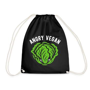 Salat - Angry vegan - Vegane Ernährung - Turnbeutel - Schwarz - Vorne
