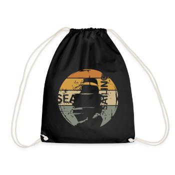 Sea Sailing Retro Design – Maritime Motif - Drawstring Bag - black - Front
