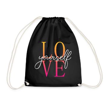 Love yourself / Selbstliebe / Liebe dich selbst - Turnbeutel - Schwarz - Vorne