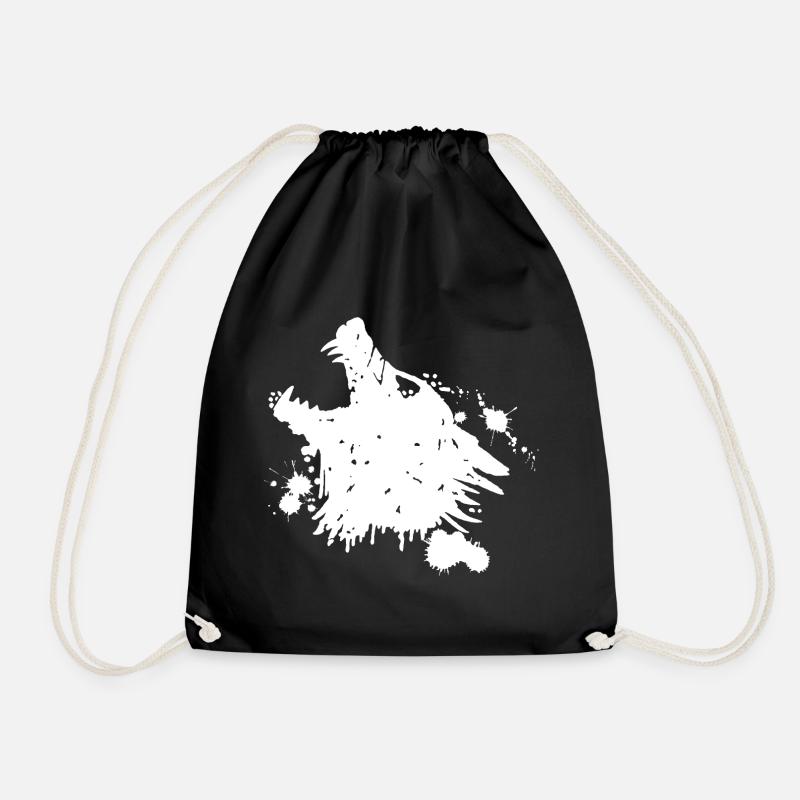 Weißer Wolf heult - Turnbeutel - Schwarz