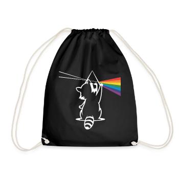 Waschbär Mit Prisma Und Regenbogen Spektrum - Turnbeutel - Schwarz - Vorne