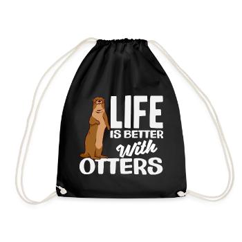 Sea otters live better - Drawstring Bag - black - Front