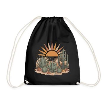 Boho Natur Kakteen - Turnbeutel - Schwarz - Vorne