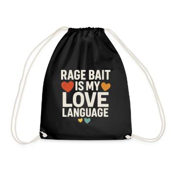 Rage Bait Love Language, lustiger Spruch - Turnbeutel - Schwarz - Vorne