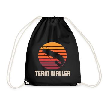 Wels Waller angeln Sportfischer Team Waller - Turnbeutel - Schwarz - Vorne