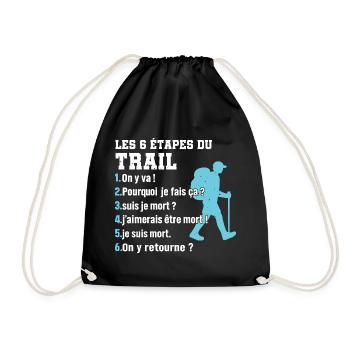 The 6 stages of trail humour trail running - Drawstring Bag - black - Front