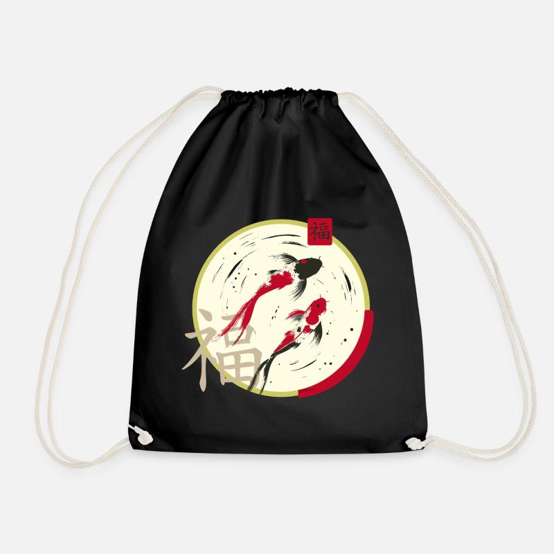 Prospérité du cercle lunaire zen Koi - Sac de sport léger - noir