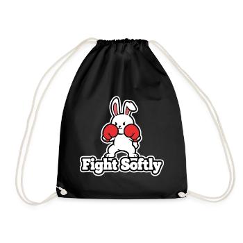 Cuddly Bunny Boxing Fight Design Fight Softly - Drawstring Bag - black - Front