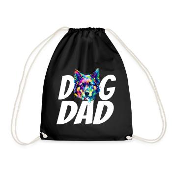 Deutscher Schäferhund Vater – bunte Aquarellmalerei - Turnbeutel - Schwarz - Vorne