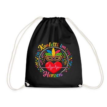 Carnival Confetti Hearts Party Outfit Carnival - Drawstring Bag - black - Front