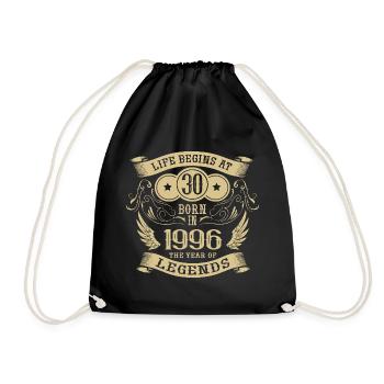 30th Birthday Life Angel Vintage 1996 Legends - Drawstring Bag - black - Front