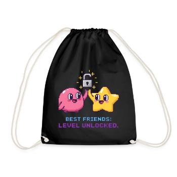 Best Friends BFF Pixel Gaming Level Up - Drawstring Bag - black - Front