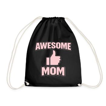 AWESOME MOM – Pink Cool Statement - Drawstring Bag - black - Front