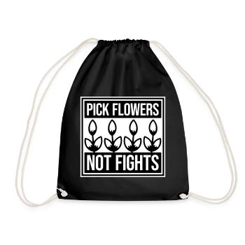 Cueillez des fleurs, pas des disputes, fleurs Paix Logo drôle - Sac de sport léger - noir - Devant