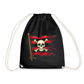 Totenkopf auf Piratenflagge - Turnbeutel - Schwarz - Vorne