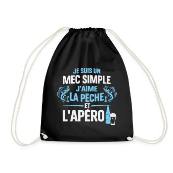 Mec Simple J’Aime La Pêche Et L’ Apéro Humour  - Sac de sport léger - noir - Devant