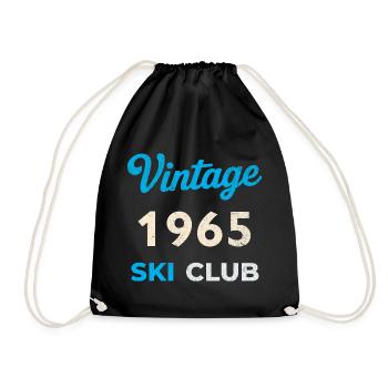 Vintage 1965 – Ski Club Retro Birth Year Gift - Drawstring Bag - black - Front