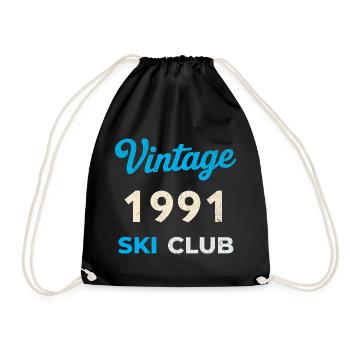Vintage 1991 – Ski Club Retro Birth Year Gift - Drawstring Bag - black - Front