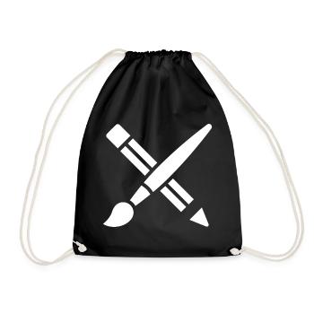 Pinceau, crayon, bricolage, icône artistique - Sac de sport léger - noir - Devant