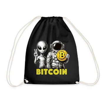 Bitcoin Alien Astronaut Crypto zum Mond - Turnbeutel - Schwarz - Vorne