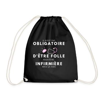folle et infirmière / humour infirmière - Sac de sport léger - noir - Devant