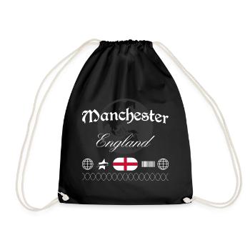 Manchester England Streetwear Travel Souvenir - Drawstring Bag - black - Front