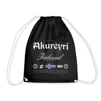 Akureyri Island Streetwear Reise Souvenir - Turnbeutel - Schwarz - Vorne