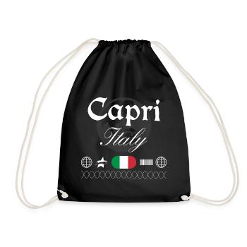 Capri Italy Streetwear Travel Souvenir - Drawstring Bag - black - Front