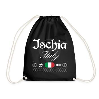 Ischia Italy Streetwear Travel Souvenir - Drawstring Bag - black - Front