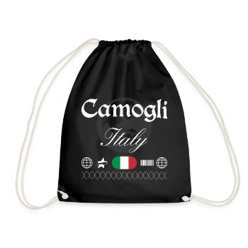 Camogli Italien Streetwear Reise Souvenir - Turnbeutel - Schwarz - Vorne