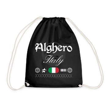 Alghero Italien Streetwear Reise Souvenir - Turnbeutel - Schwarz - Vorne