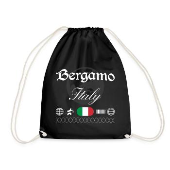 Bergamo Italy Streetwear Travel Souvenir - Drawstring Bag - black - Front