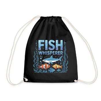 Fish Whisperer, pêcheur drôle qui dit avec un requin et - Sac de sport léger - noir - Devant
