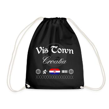 Vis Croatia Streetwear Travel Souvenir - Drawstring Bag - black - Front