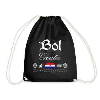 Bol Kroatien Streetwear Reise Souvenir - Turnbeutel - Schwarz - Vorne