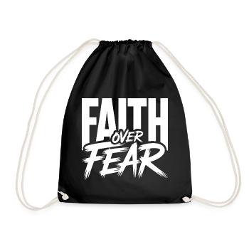 Faith Faith Over Fear Jesus God Bible Verse Church - Drawstring Bag - black - Front