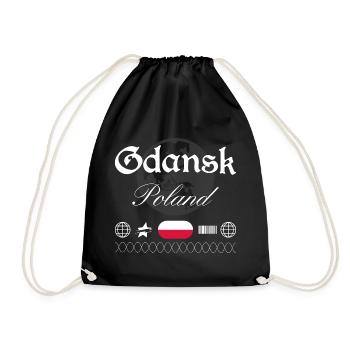 Gdansk Poland Streetwear Travel Souvenir - Drawstring Bag - black - Front