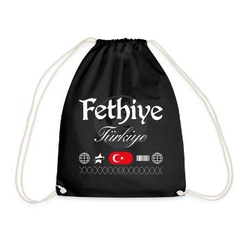 Fethiye Türkei Streetwear Reise Souvenir - Turnbeutel - Schwarz - Vorne